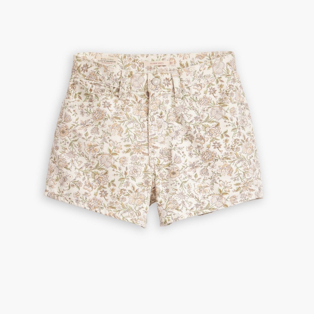 Levi’s 80s Mom Denim Short White Botanical Floral Print Spring Summer Whimsical